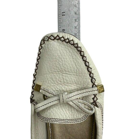Louis Vuitton Gloria Shoes Flat Loafers Ivory US 6.5 EU 36.5 Leather Bow Logo - Picture 13 of 15